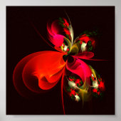 Rood Groen Bloemen Modern Abstract Kunstpatroon #0 Poster (Voorkant)