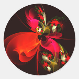 Rood Groen Bloemen Modern Abstract Kunstpatroon #0 Ronde Sticker