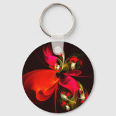 Rood Groen Bloemen Modern Abstract Kunstpatroon #0 Sleutelhanger (Voorkant)