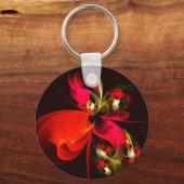 Rood Groen Bloemen Modern Abstract Kunstpatroon #0 Sleutelhanger (Voorkant)