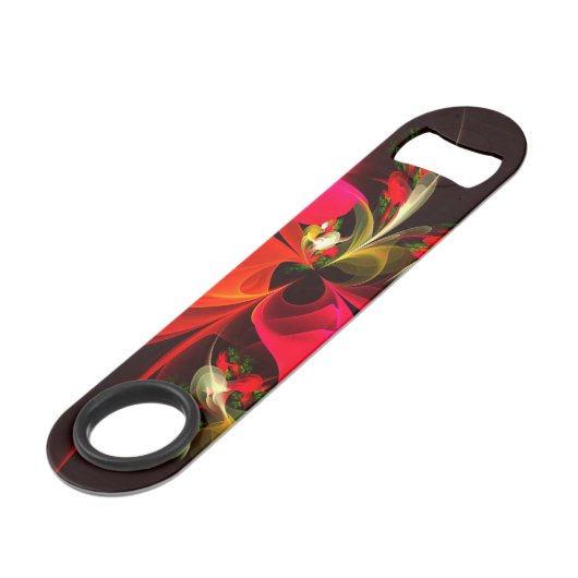 Rood Groen Bloemen Modern Abstract Kunstpatroon #0 Speed Flessenopener (Achterkant Gekanteld)
