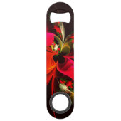 Rood Groen Bloemen Modern Abstract Kunstpatroon #0 Speed Flessenopener (Voorkant)