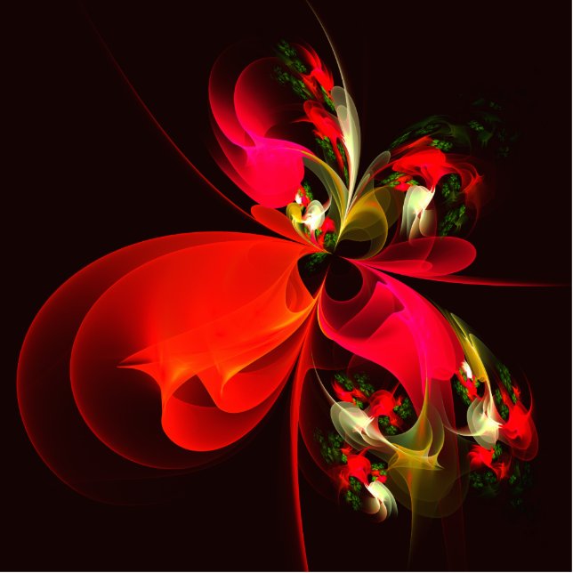 Rood Groen Bloemen Modern Abstract Kunstpatroon #0 Staand Fotobeeldje (Voorkant)