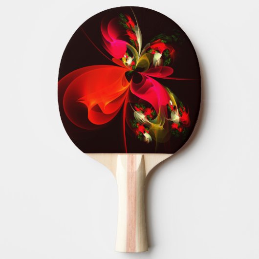 Rood Groen Bloemen Modern Abstract Kunstpatroon #0 Tafeltennisbatje (Voorkant)