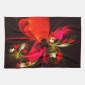 Rood Groen Bloemen Modern Abstract Kunstpatroon #0 Theedoek (Horizontaal)