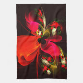 Rood Groen Bloemen Modern Abstract Kunstpatroon #0 Theedoek (Verticaal)