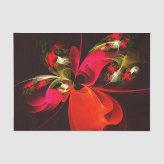 Rood Groen Bloemen Modern Abstract Kunstpatroon #0 Tissuepapier (Voorkant)