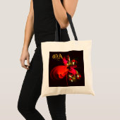 Rood Groen Bloemen Modern Abstract Kunstpatroon #0 Tote Bag (Voorkant (product))