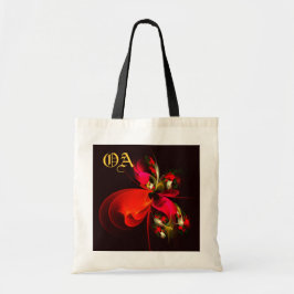 Rood Groen Bloemen Modern Abstract Kunstpatroon #0 Tote Bag