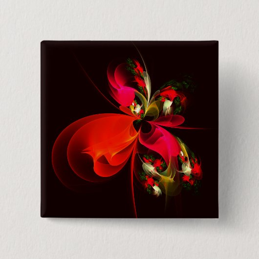 Rood Groen Bloemen Modern Abstract Kunstpatroon #0 Vierkante Button 5,1 Cm (Voorkant)
