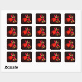Rood Groen Bloemen Modern Abstract Kunstpatroon #0 Vierkante Sticker (Vel)