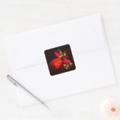 Rood Groen Bloemen Modern Abstract Kunstpatroon #0 Vierkante Sticker (Envelop)