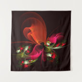 Rood Groen Bloemen Modern Abstract Kunstpatroon #0 Wandkleed (Voorkant (horizontaal))