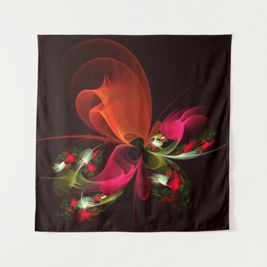 Rood Groen Bloemen Modern Abstract Kunstpatroon #0 Wandkleed (Voorkant (horizontaal))