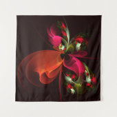 Rood Groen Bloemen Modern Abstract Kunstpatroon #0 Wandkleed (Voorkant)