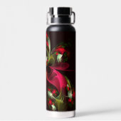 Rood Groen Bloemen Modern Abstract Kunstpatroon #0 Waterfles (Achterkant)