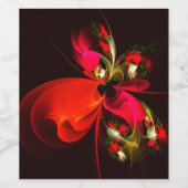 Rood Groen Bloemen Modern Abstract Kunstpatroon #0 Wijn Etiket (Enkel label)