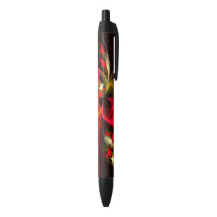 Rood Groen Bloemen Modern Abstract Kunstpatroon #0 Zwarte Inkt Pen