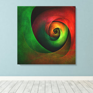 Rood Groen Bloemen Modern Abstract Kunstpatroon #2 Canvas Afdruk