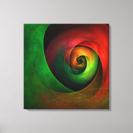 Rood Groen Bloemen Modern Abstract Kunstpatroon #2 Canvas Afdruk