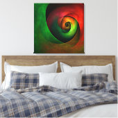 Rood Groen Bloemen Modern Abstract Kunstpatroon #2 Canvas Afdruk (Insitu (Slaapkamer))