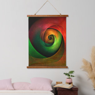 Rood Groen Bloemen Modern Abstract Kunstpatroon #2 Hangend Wandkleed