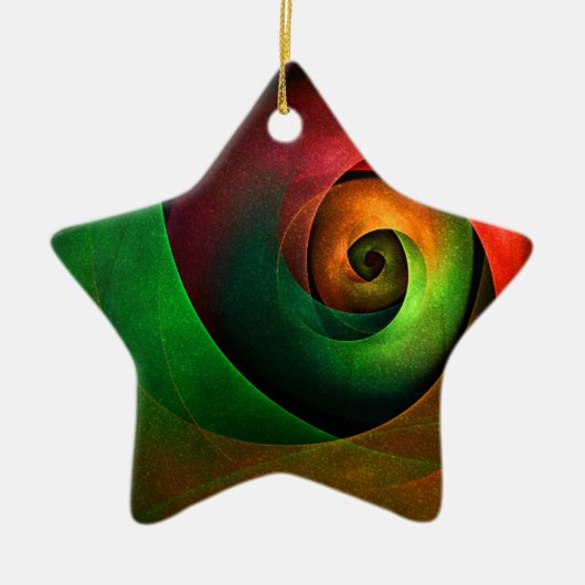 Rood Groen Bloemen Modern Abstract Kunstpatroon #2 Keramisch Ornament (Voorkant)