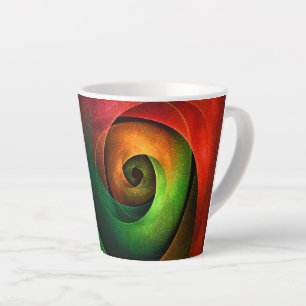 Rood Groen Bloemen Modern Abstract Kunstpatroon #2 Latte Mok