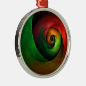 Rood Groen Bloemen Modern Abstract Kunstpatroon #2 Metalen Ornament (Rechts)