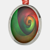 Rood Groen Bloemen Modern Abstract Kunstpatroon #2 Metalen Ornament (Links)