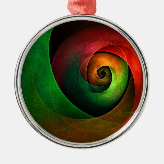 Rood Groen Bloemen Modern Abstract Kunstpatroon #2 Metalen Ornament (Voorkant)