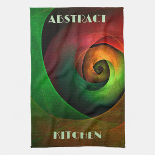 Rood Groen Bloemen Modern Abstract Kunstpatroon #2 Theedoek