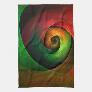 Rood Groen Bloemen Modern Abstract Kunstpatroon #2 Theedoek