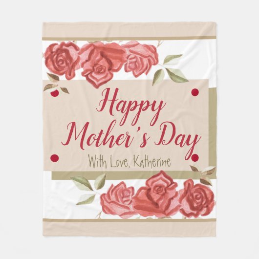 Rood Groen Bloemen Moderne Elegante Gelukkige Moed Fleece Deken (Voorkant)