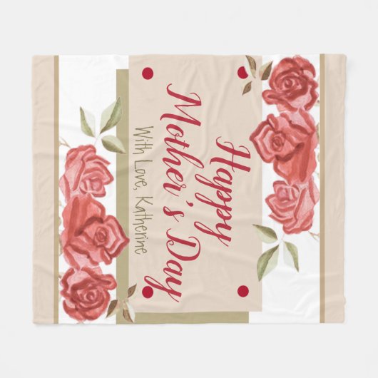 Rood Groen Bloemen Moderne Elegante Gelukkige Moed Fleece Deken (Voorkant (Horizontaal))