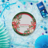 Rood Groen Bloemen Vrolijk Kerstfeest Papieren Bordje (Feest)