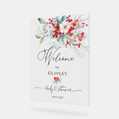 Rood groen Bloemen Winter Baby shower Welkom Acryl Bord (Hoek)