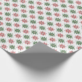 Rood & Groen Bloempatroon op Wit Cadeaupapier (Hoek)