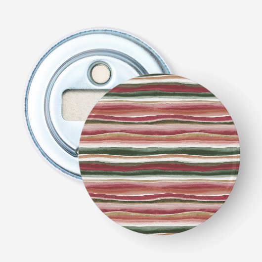 Rood Groen Blush Wit Goud Strepen Button Flesopener (Voorkant)