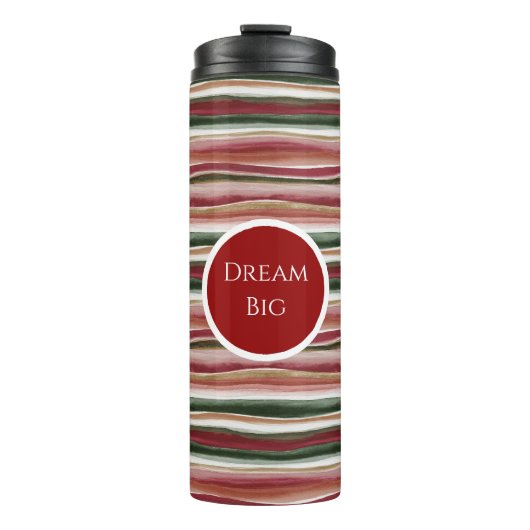 Rood Groen Blush Wit Goud Strepen Thermosbeker (Voorkant)