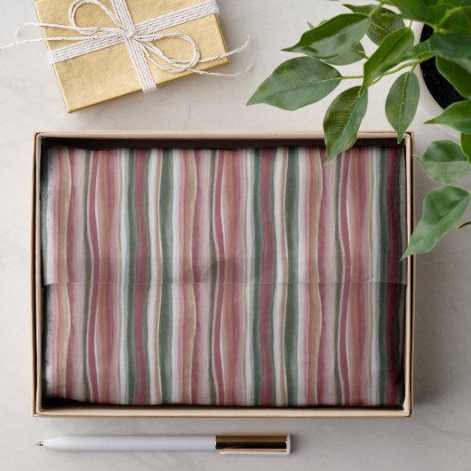 Rood Groen Blush Wit Goud Strepen Verjaardag Tissuepapier (Geschenk)
