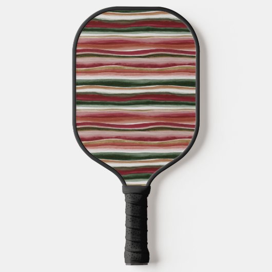 Rood Groen Blush Witte Strepen Pickleball Paddle (Voorkant)