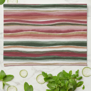 Rood Groen Blush Witte Strepen  Theedoek