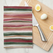Rood Groen Blush Witte Strepen Theedoek (Quarter Fold)