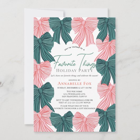 Rood & Groen Bogen Favoriete Dingen Vakantie Party Kaart (Voorkant)