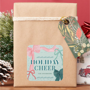 Rood & Groen Bogen Groen Vakantie Juichen Kerstmis Vierkante Sticker