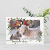 Rood & Groen Boho Groenery Modern Schrift Foto Feestdagenkaart (Staand voorkant)