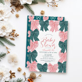 Rood & Groen Bow/Ribbon Coquette Baby shower Kaart