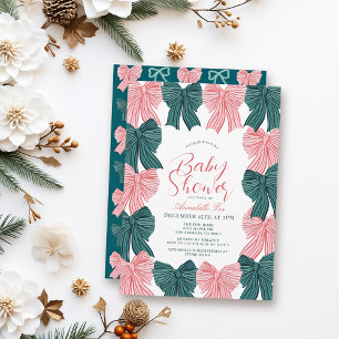 Rood & Groen Bow/Ribbon Coquette Baby shower Kaart
