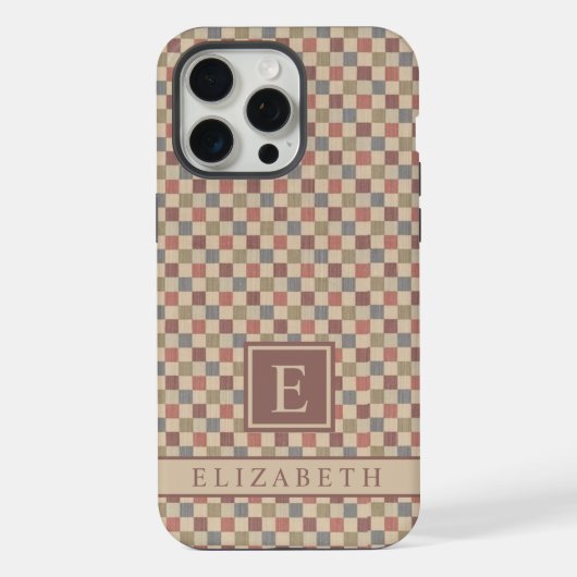 Rood Groen Bruin Beige Geruit iPhone Hoesje (Achterkant)